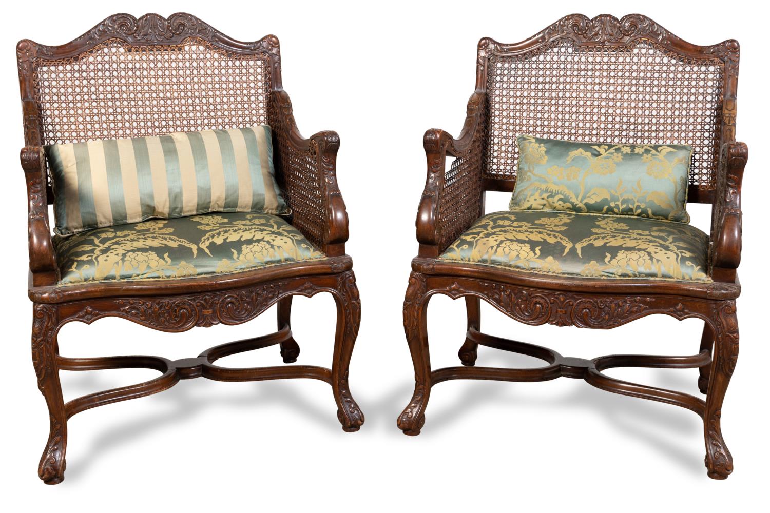 PAIR OF LOUIS XV STYLE CANED