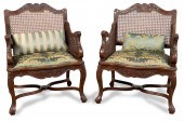 PAIR OF LOUIS XV STYLE CANED M