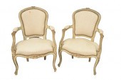 PAIR OF LOUIS XV STYLE FAUTEUI