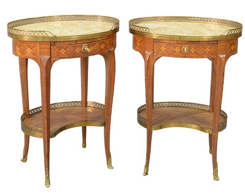 PAIR OF LOUIS XV STYLE OVAL STANDS,