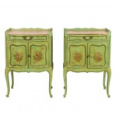 PAIR OF LOUIS XV STYLE GREEN P