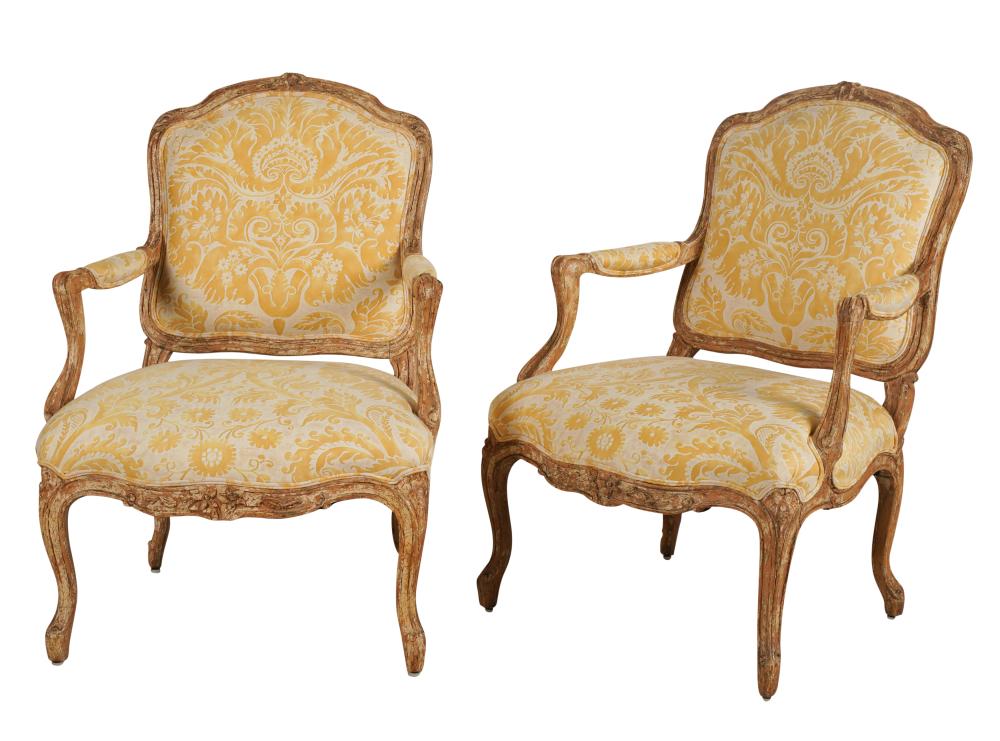 PAIR OF LOUIS XV-STYLE FAUTEUILS