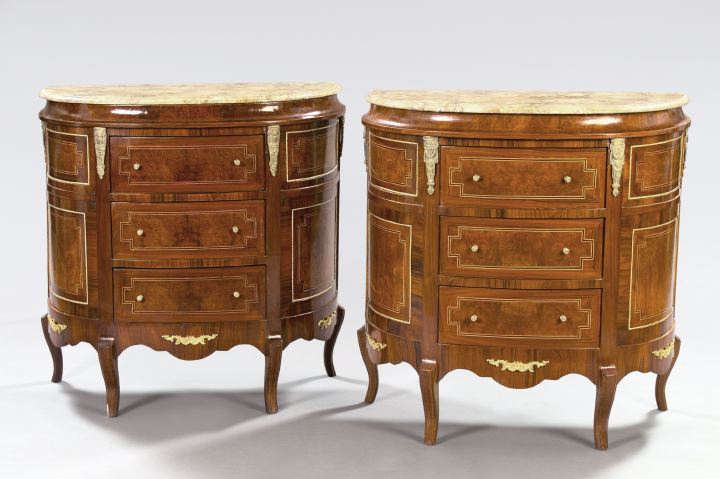 Pair of Louis XV-Style Mahogany,
