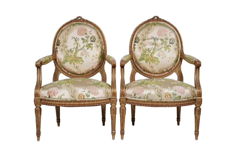 PAIR OF LOUIS XVI GILT & CARVED