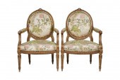PAIR OF LOUIS XVI GILT & CARVE