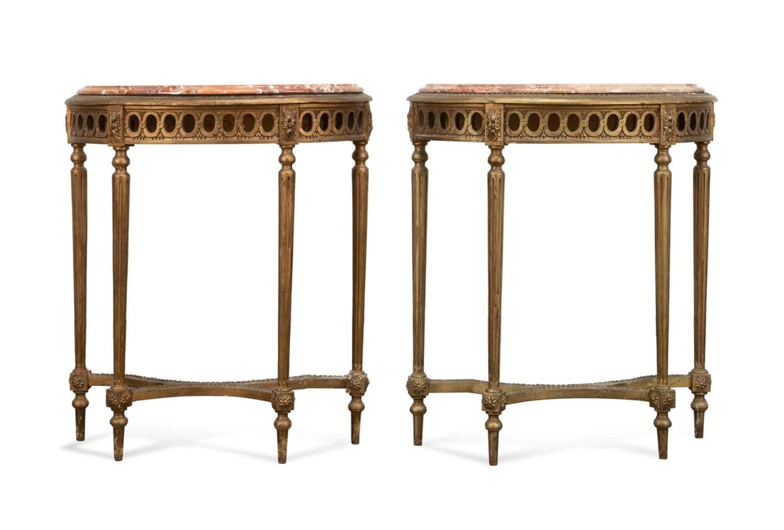 PAIR OF LOUIS XVI MARBLE TOP
