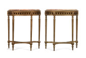PAIR OF LOUIS XVI MARBLE TOP G