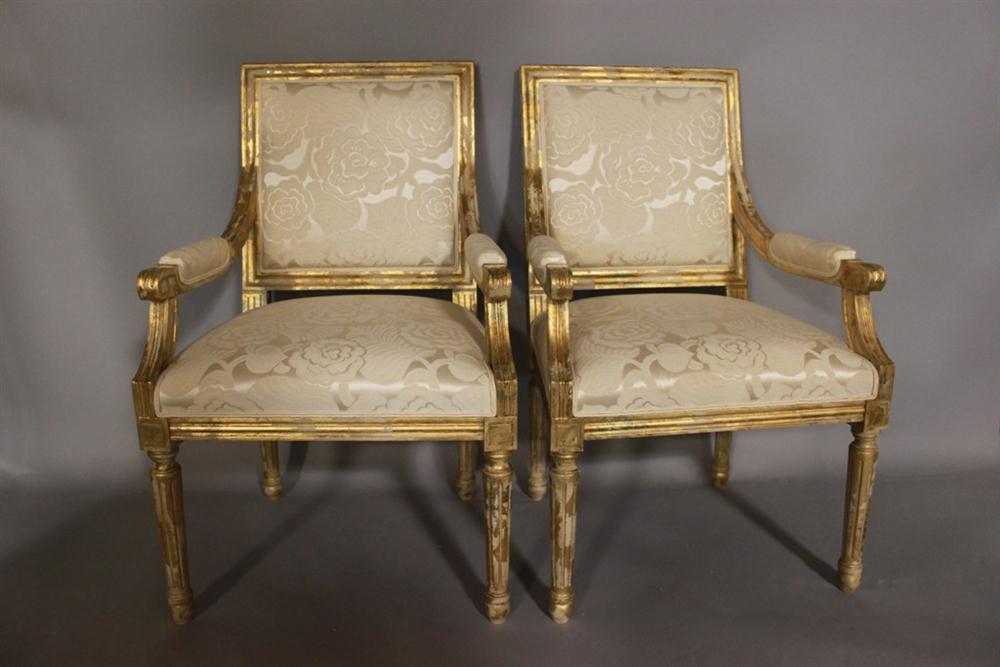 PAIR OF LOUIS XVI STYLE PARCEL GILT