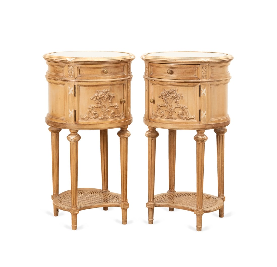 PAIR OF LOUIS XVI STYLE BEDSIDE