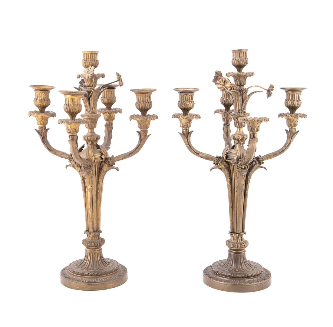 PAIR OF LOUIS XVI STYLE 5-LIGHT