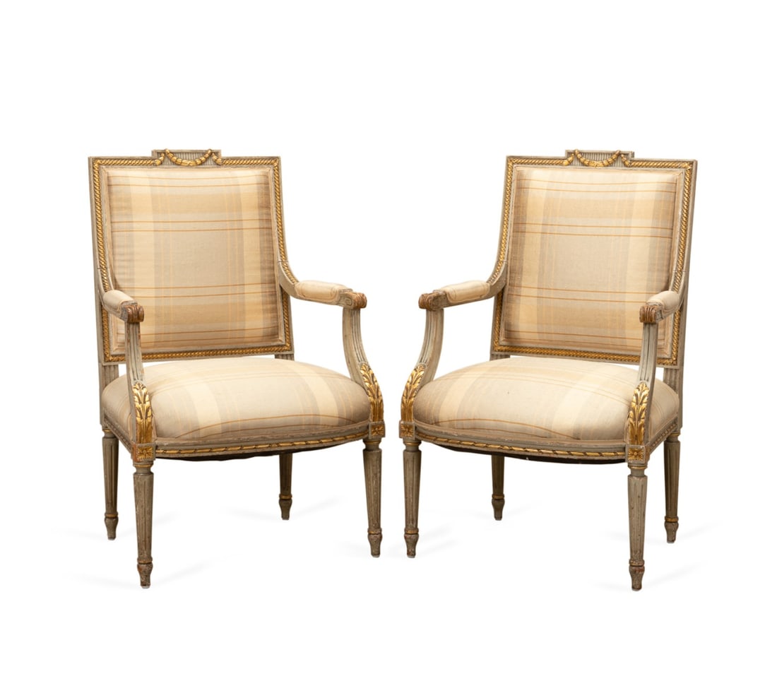 PAIR OF LOUIS XVI STYLE PARCEL GILT