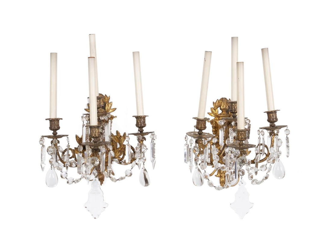PAIR OF LOUIS XVI STYLE BRONZE &