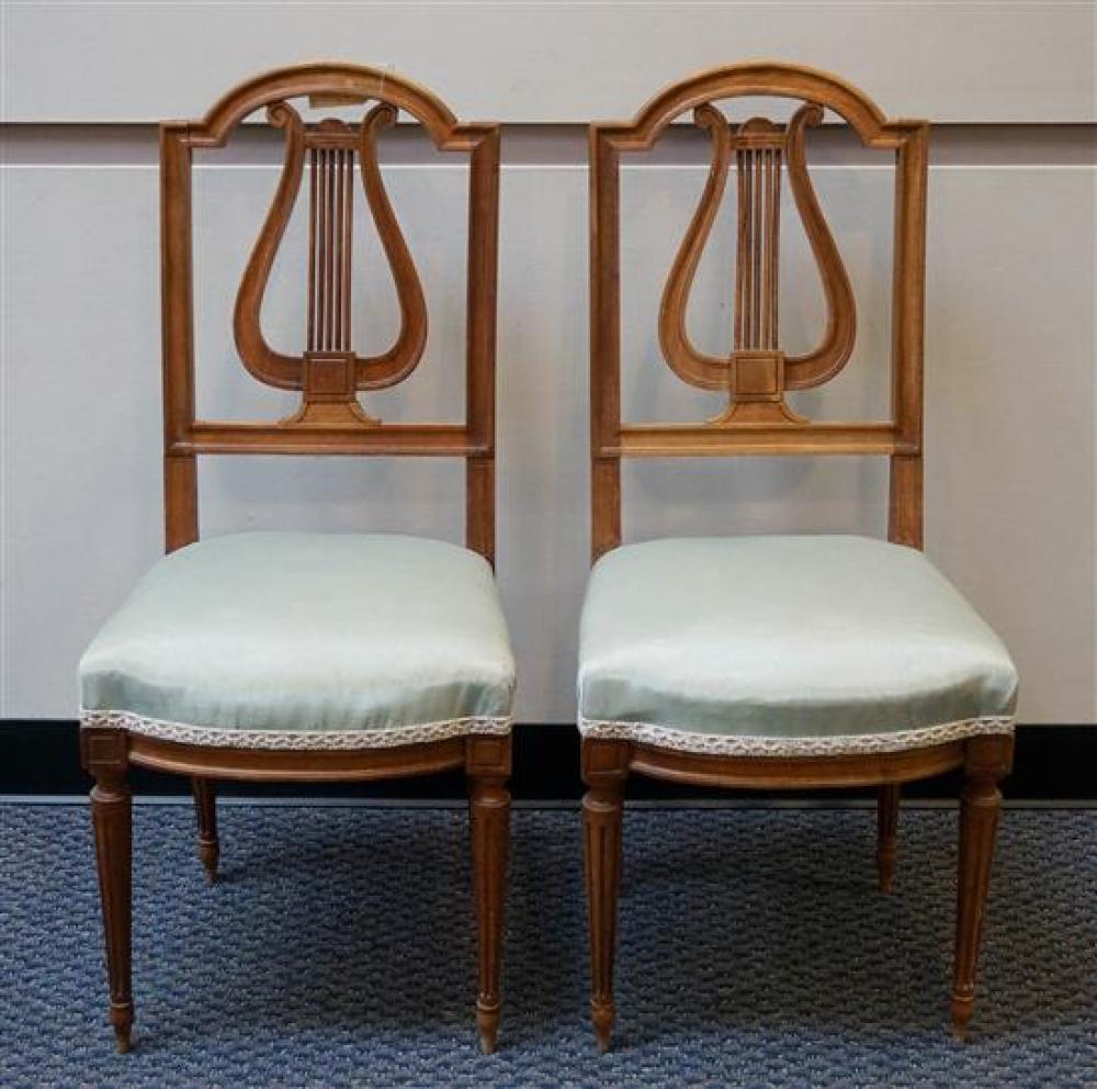 PAIR OF LOUIS XVI STYLE WALNUT LYRE
