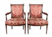 PAIR OF LOUIS XVI STYLE ARMCHA