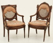 PAIR OF LOUIS XVI STYLE ARMCHA