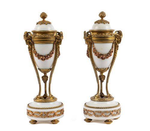 PAIR OF LOUIS XVI STYLE MARBLE