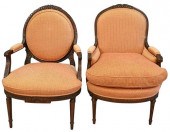 PAIR OF LOUIS XVI STYLE ARMCHA