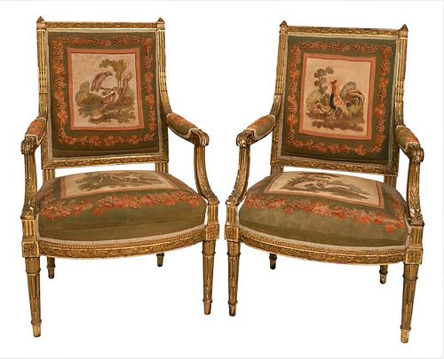 PAIR OF LOUIS XVI STYLE FAUTEUIL,