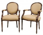 PAIR OF LOUIS XVI-STYLE MAHOGA