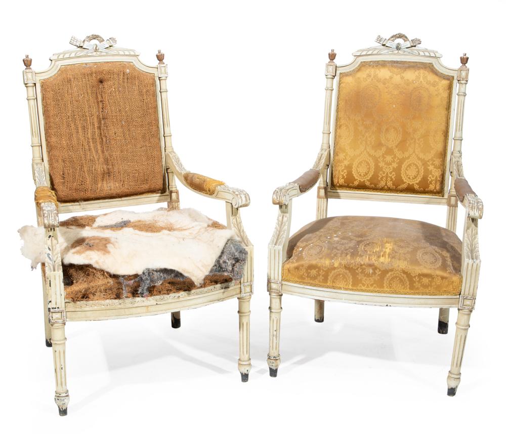 PAIR OF LOUIS XVI-STYLE PAINTED AND