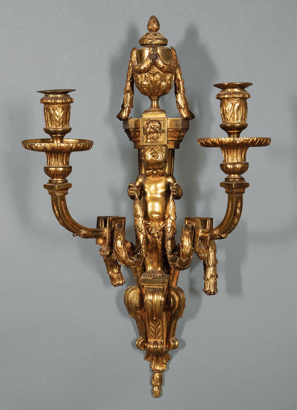 PAIR OF LOUIS XVI-STYLE TWO-LIGHT