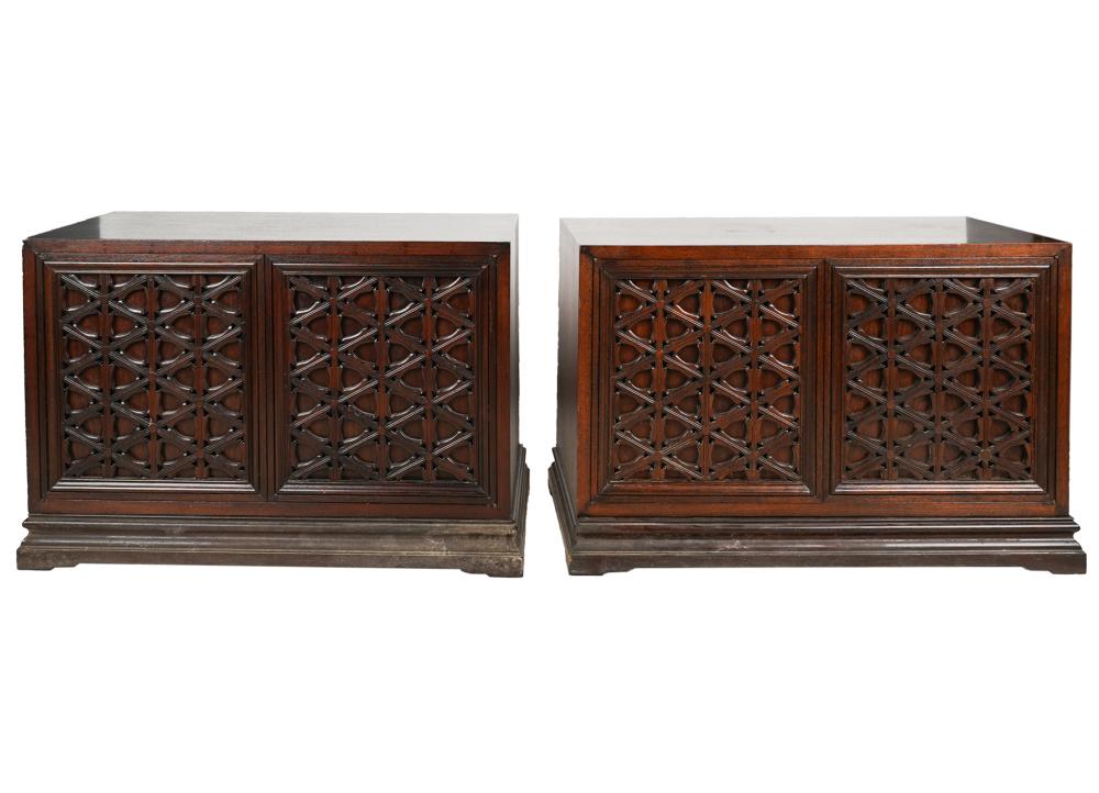 PAIR OF LOW CABINETS ON