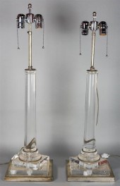 PAIR OF LUCITE AND CHROMED MET