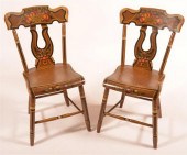PAIR OF LYRE BACK PAINT DECORA
