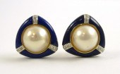 PAIR OF MABE PEARL AND LAPIS E