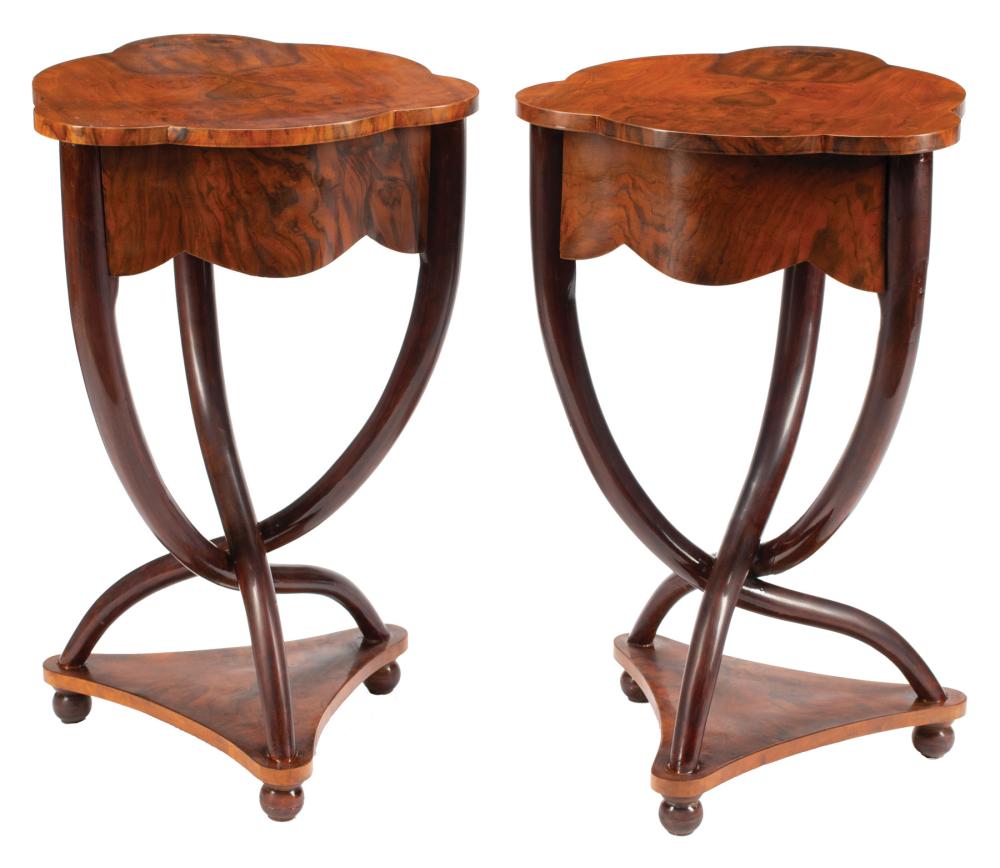 PAIR OF MAHOGANY AND BURLWOOD