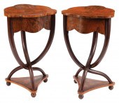 PAIR OF MAHOGANY AND BURLWOOD