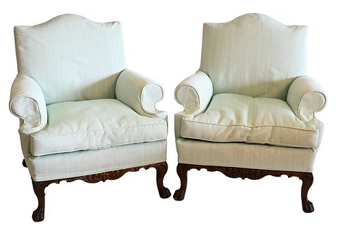 PAIR OF MAHOGANY ARMCHAIRS,