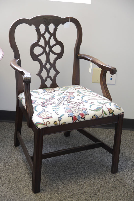PAIR OF MAHOGANY ARMCHAIRS.