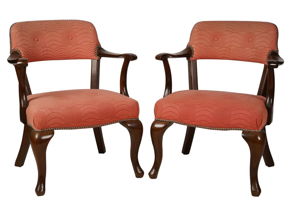 PAIR OF MAHOGANY ARMCHAIRSwith