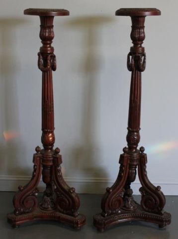 Pair of Mahogany Carved