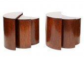 PAIR OF MAHOGANY DEMILUNE SWIV