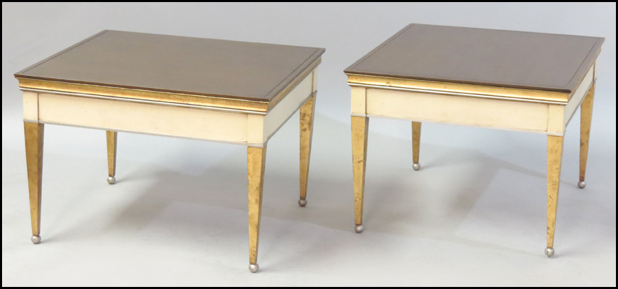 PAIR OF MAHOGANY END TABLES. H: