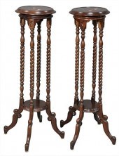 PAIR OF MAHOGANY FERN STANDS,