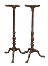 PAIR OF MAHOGANY FERN STANDS,