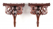 PAIR OF MAHOGANY WALL SHELVES