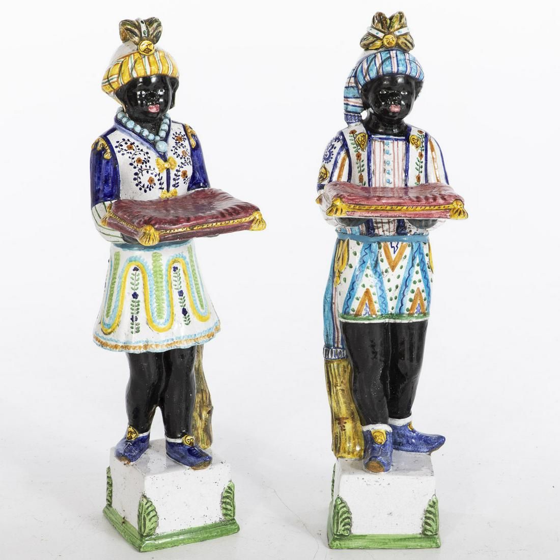 PAIR OF MAJOLICA BLACKAMOOR