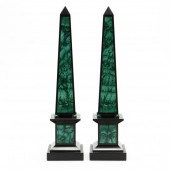 PAIR OF MALACHITE AND SLATE OB