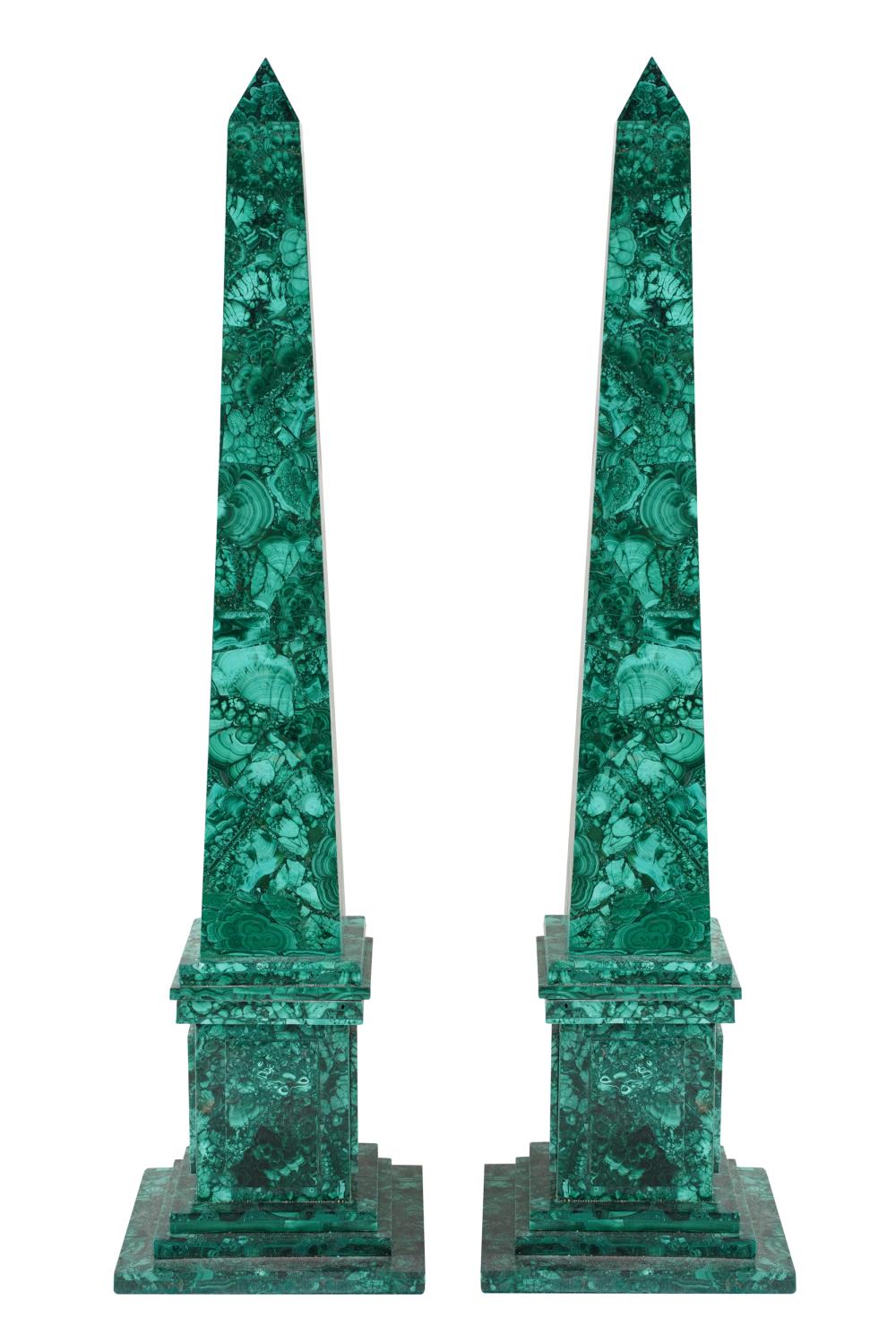 PAIR OF MALACHITE VENEERED