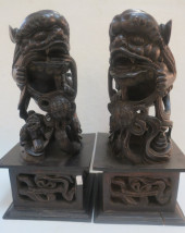PAIR OF MALE/FEMALE WOODEN FOO