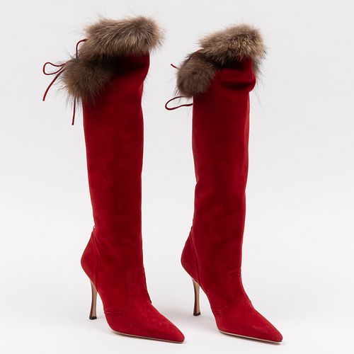 PAIR OF MANOLO BLAHNIK FUR