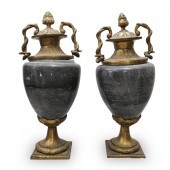 PAIR OF MARBLE AND GILT BRONZE
