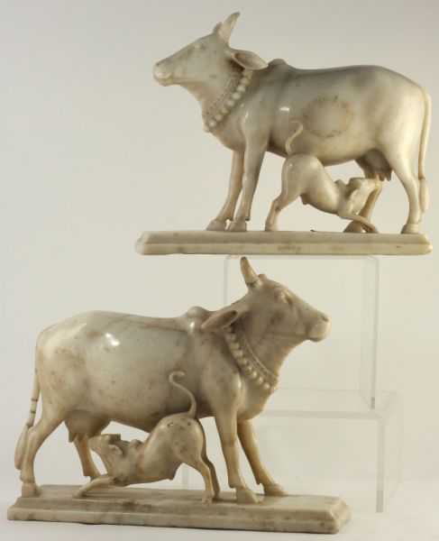 Pair of Marble Brahma Statues19th