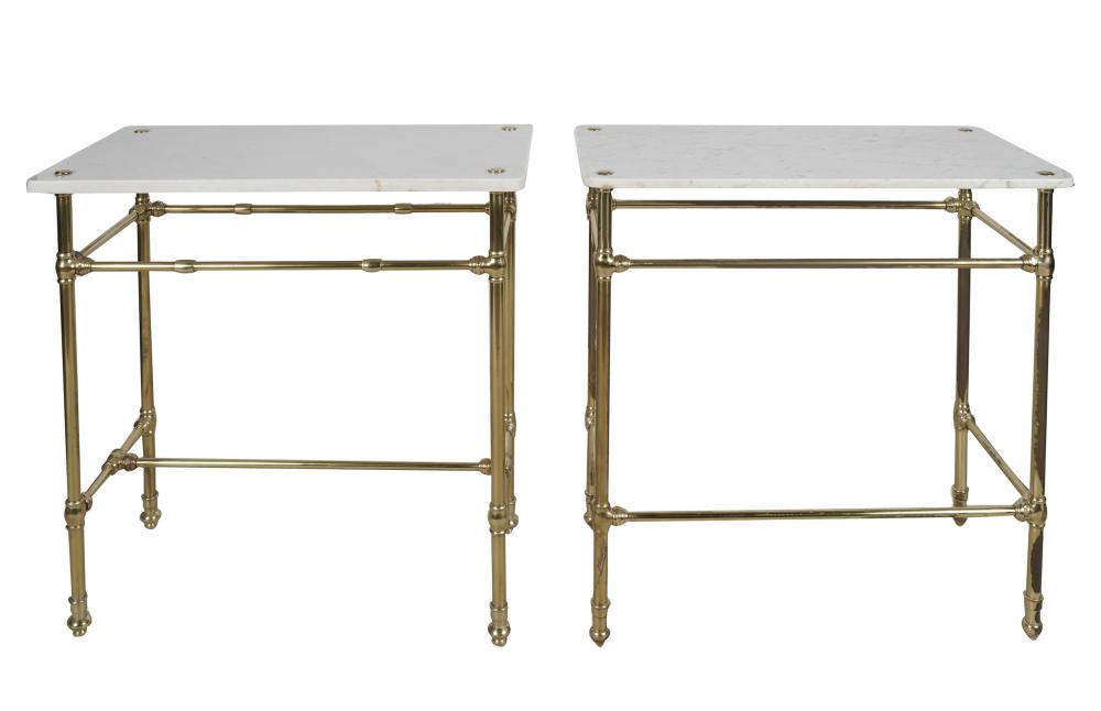 PAIR OF MARBLE & BRASS OCCASIONAL