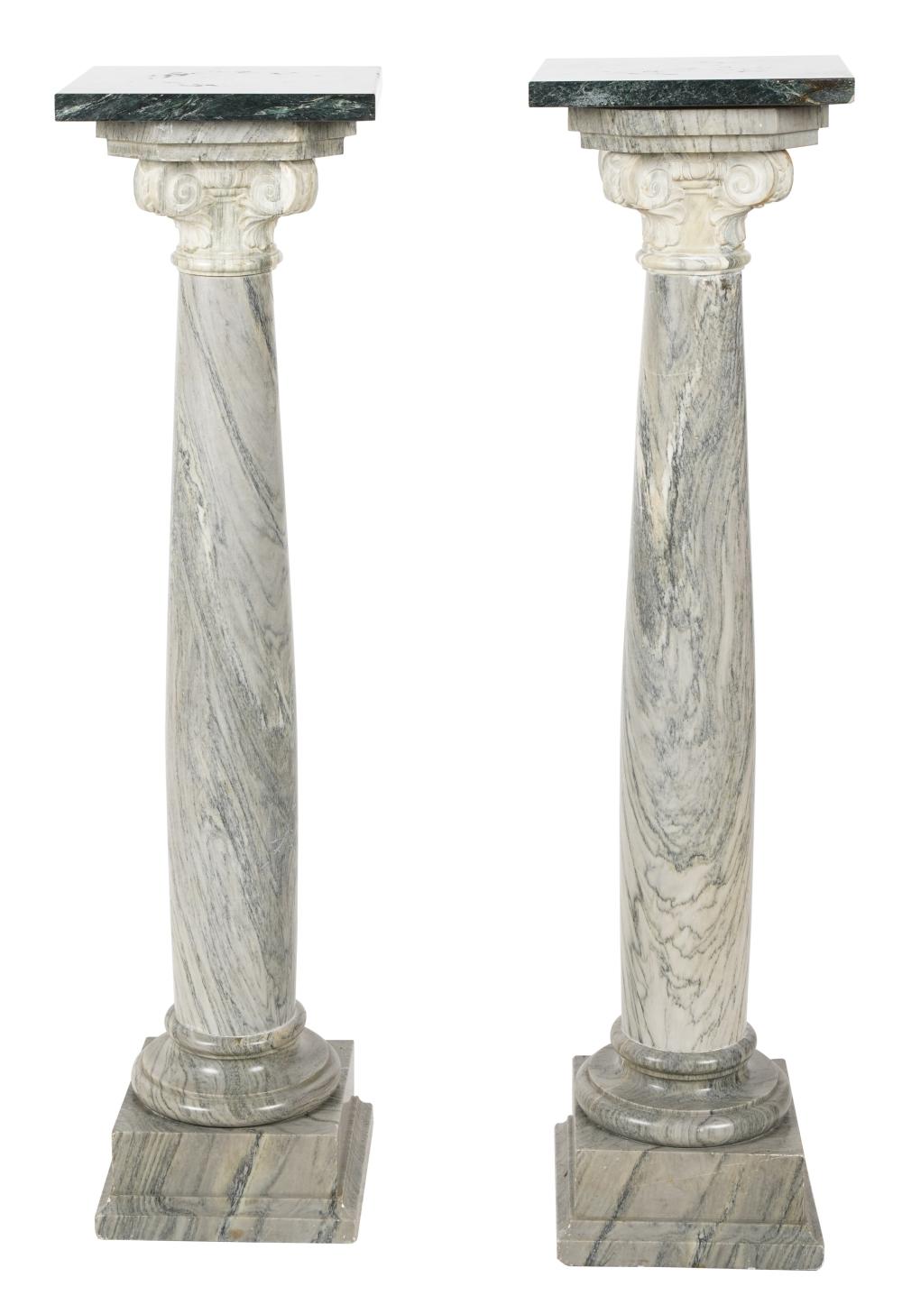 PAIR OF MARBLE COLUMNAR