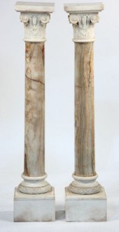 Pair of Marble Corinthian Colu